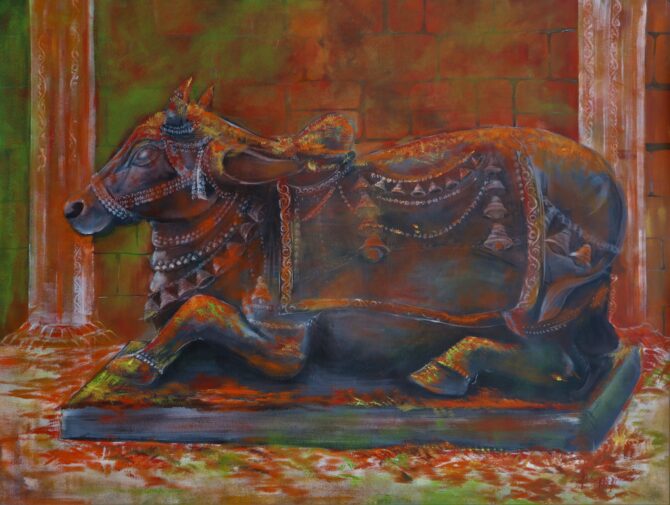 portrait of nandi painting  made with acrylic colour