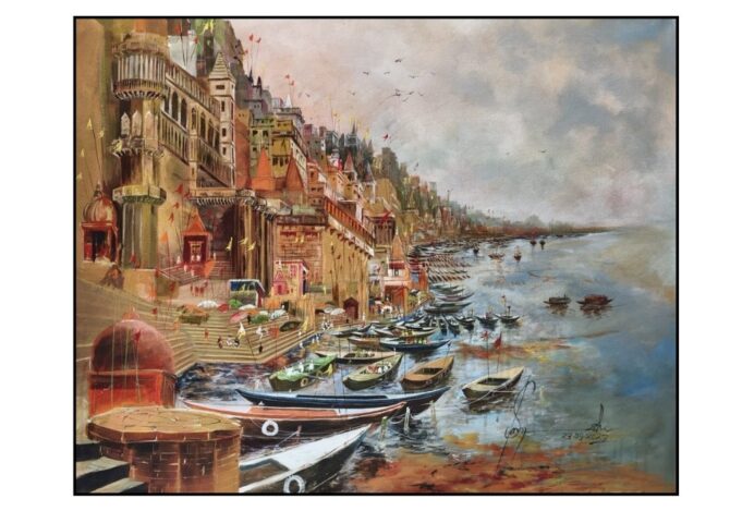 The Eternal Ghats of Varanasi - Acrylic Painting