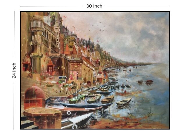 The Eternal Ghats of Varanasi - Acrylic Painting - Image 3